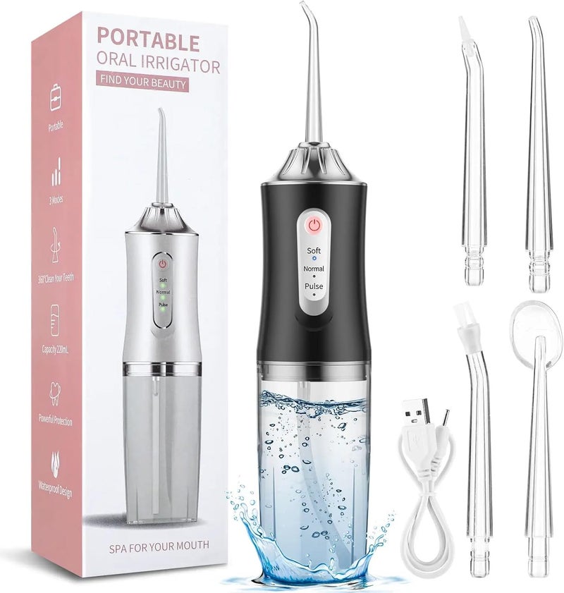 Water Flosser Cordless for Teeth Cleaning - 230ML Tank, 4 Replaceable Jet Tips, 3 Adjustable Modes (Soft, Normal, Pulse) - IPX7 Waterproof, USB Rechargeable Oral Irrigator for Braces, Gum - Image 1